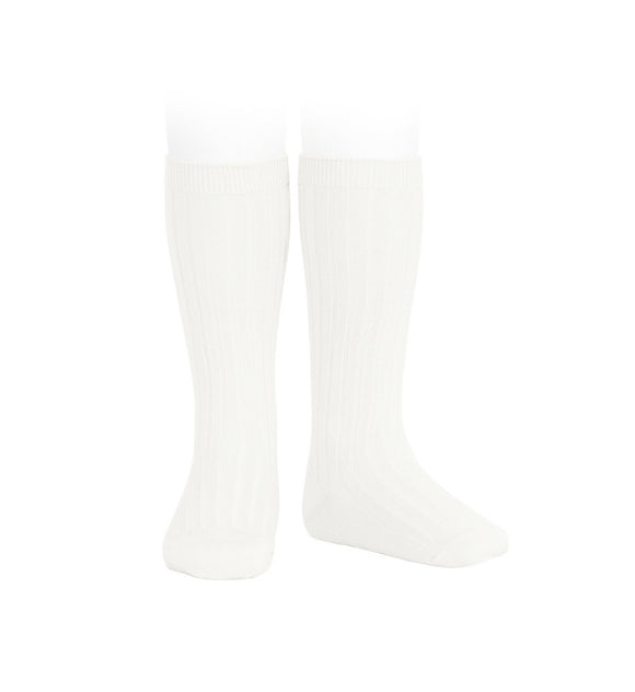 Ribbed Knee High Socks - Cream